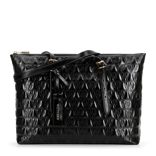 Damska shopperka skórzana w logo czarna ze sklepu WITTCHEN w kategorii Torby Shopper bag - zdjęcie 174877804