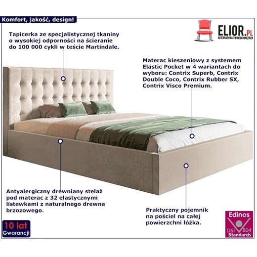 Pojedyncze łóżko ze stelażem 120x200 Pikaro 2X - 36 kolorów Elior One Size Edinos.pl