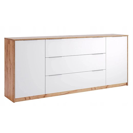 Nowoczesna komoda dąb craft + biały połysk 200 cm - Zenta 15X ze sklepu Edinos.pl w kategorii Komody - zdjęcie 174880542