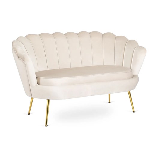 Kremowa dwuosobowa sofa glamour do salonu - Deos ze sklepu Edinos.pl w kategorii Sofy i kanapy - zdjęcie 174880621
