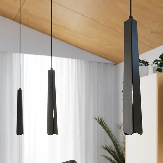 Czarna metalowa lampa wisząca z 3 smukłymi kloszami - A610-Zana Lumes One Size Edinos.pl