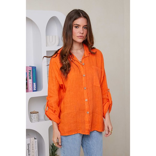 Rodier Lin Lniana koszula w kolorze pomarańczowym ze sklepu Limango Polska w kategorii Koszule damskie - zdjęcie 174881634
