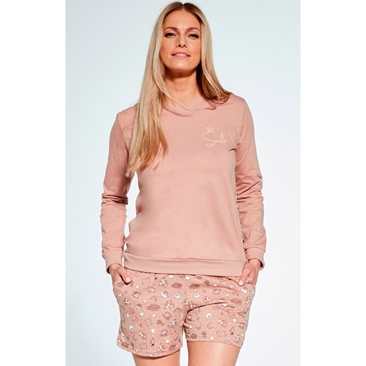 Bawełniana piżama damska 764/353 dł/r Smile 2, Kolor mocca, Rozmiar XL, Cornette ze sklepu Primodo w kategorii Piżamy damskie - zdjęcie 174886242