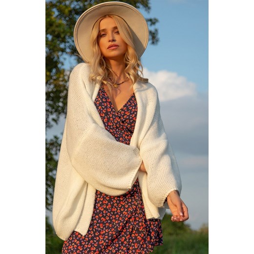 Sweter kardigan z wełną w kolorze ecru F1278, Kolor ecru, Rozmiar 36/38, Fobya Fobya 36/38 okazja Primodo