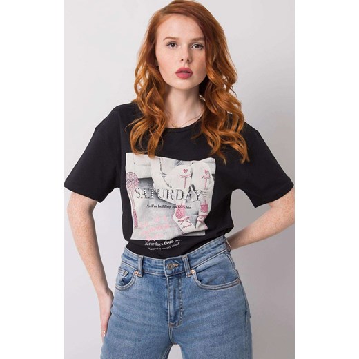 Czarny t-shirt damski z nadrukiem HB-TS-3048.31P, Kolor czarny, Rozmiar L, HiB ze sklepu Primodo w kategorii Bluzki damskie - zdjęcie 174901550