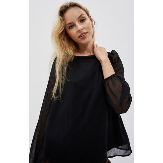 Bluzka koszulowa z bufiastymi rękawami w kolorze czarnym 3941, Kolor czarny, 3XL okazja Primodo