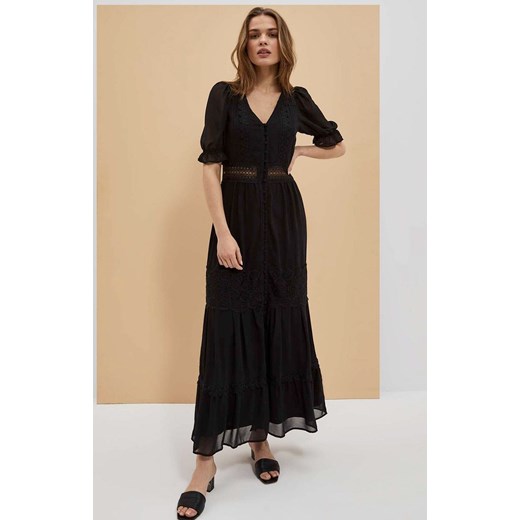 Sukienka boho z koronką w kolorze czarnym 4054, Kolor czarny, Rozmiar XS, Moodo M Primodo