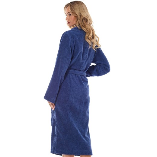 Długi szlafrok damski granatowy 2408, Kolor granatowy, Rozmiar M, L&amp;L ze sklepu Intymna w kategorii Szlafroki damskie - zdjęcie 174915211