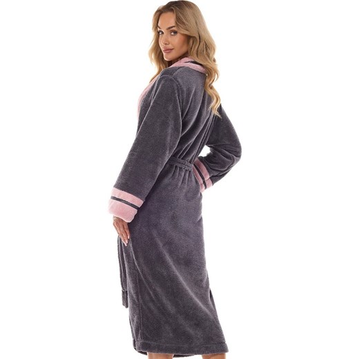 Długi szlafrok damski grafitowy 2409 Madame, Kolor grafitowy, Rozmiar XL, L&amp;L ze sklepu Intymna w kategorii Szlafroki damskie - zdjęcie 174915222