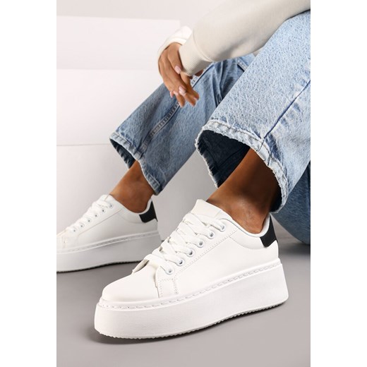 Biało-Czarne Basicowe Sneakersy na Platformie Tiaeliana ze sklepu renee.pl w kategorii Buty sportowe damskie - zdjęcie 174916241