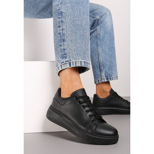 Czarne Casualowe Sneakersy na Platformie ze Sznurowaniem Tialorae ze sklepu renee.pl w kategorii Buty sportowe damskie - zdjęcie 174916253