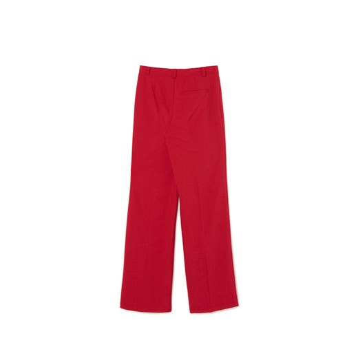 Cropp - Czerwone spodnie z wysokim stanem - czerwony Cropp 38 Cropp