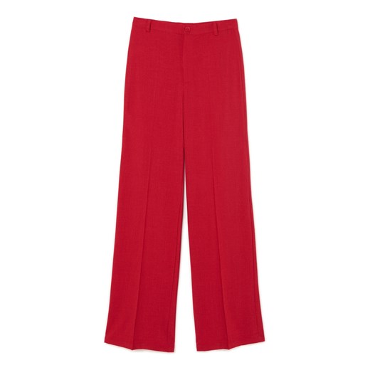 Cropp - Czerwone spodnie z wysokim stanem - czerwony Cropp 36 Cropp