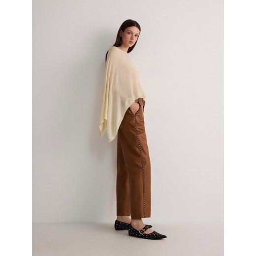 Reserved - Dzianinowe poncho - beżowy Reserved ONE SIZE Reserved
