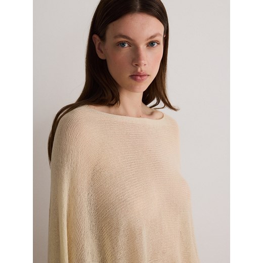 Reserved - Dzianinowe poncho - beżowy Reserved M Reserved