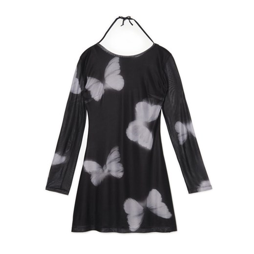 Cropp - Sukienka mini z siateczkowymi panelami - czarny Cropp XL Cropp