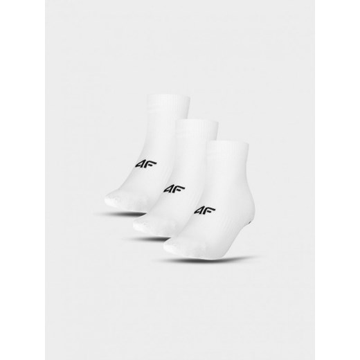 Damskie skarpety basic (3-pack) 4F 4FRAW24USOCF368 - białe ze sklepu Sportstylestory.com w kategorii Skarpetki damskie - zdjęcie 174927644