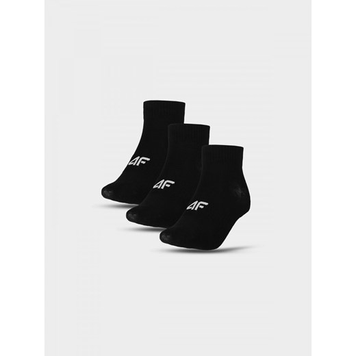 Damskie skarpety basic (3-pack) 4F 4FRAW24USOCF368 - czarne ze sklepu Sportstylestory.com w kategorii Skarpetki damskie - zdjęcie 174927670