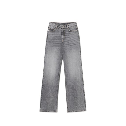 Cropp - Jeansy straight z wysokim stanem - jasny szary ze sklepu Cropp w kategorii Jeansy damskie - zdjęcie 174928631