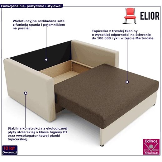 Kanapa amerykanka brązowy + beż - Dayton 4X Elior One Size Edinos.pl