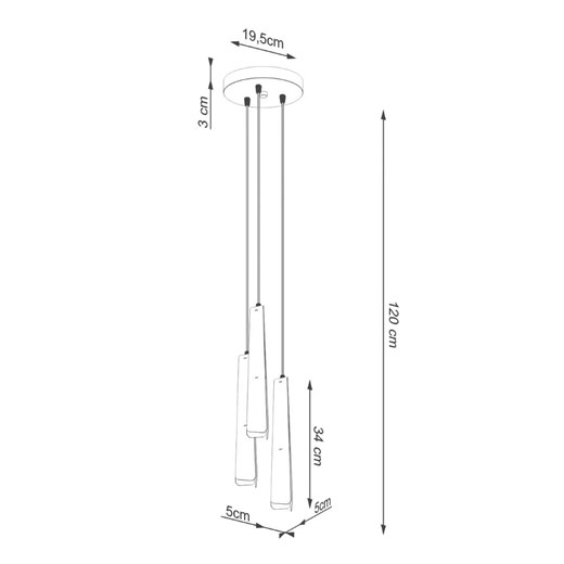 Biała lampa wisząca z 3 długimi kloszami - A610-Zana Lumes One Size Edinos.pl