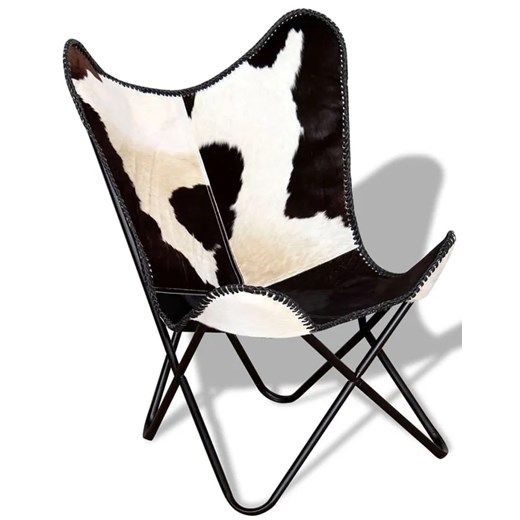 Czarno-biały skórzany fotel butterfly vintage P7-S36 ze sklepu Edinos.pl w kategorii Fotele - zdjęcie 174929432