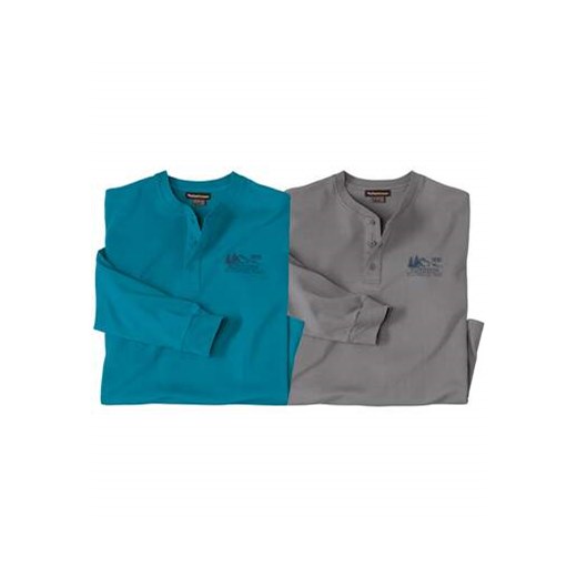 Zestaw 2 koszulek z długimi rękawami i dekoltem z guzikami ze sklepu Atlas For Men w kategorii T-shirty męskie - zdjęcie 174939361