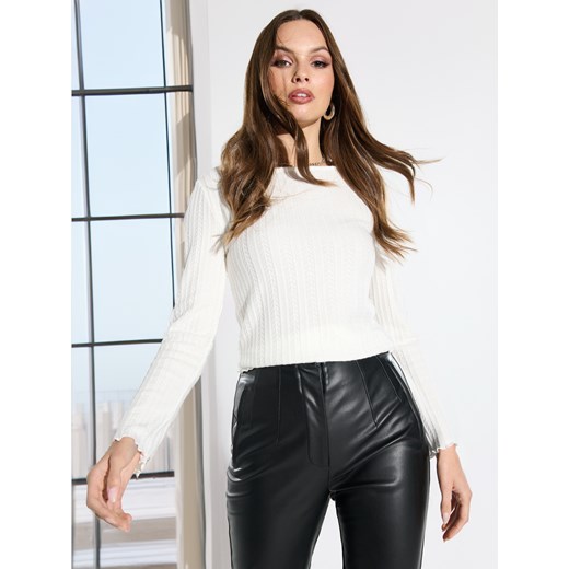 Sinsay - Bluzka z długim rękawem - kremowy Sinsay M Sinsay