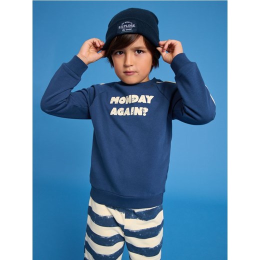 Sinsay - Bluza z napisem - granatowy Sinsay 98 Sinsay
