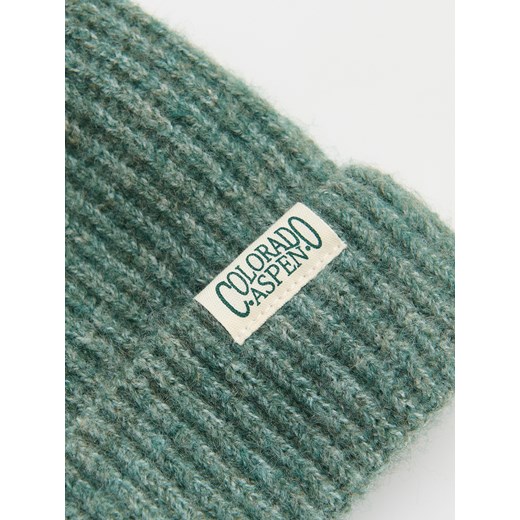 Reserved - Prążkowana czapka z naszywką - jasnozielony Reserved 9-13 lat Reserved