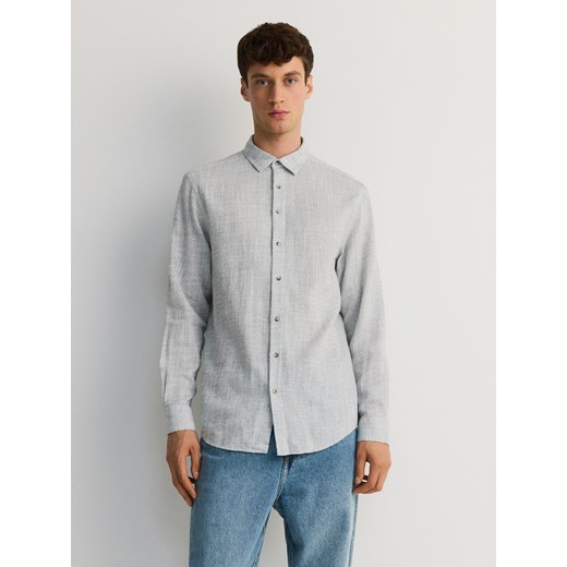 Reserved koszula męska szara casualowa z klasycznym kołnierzykiem