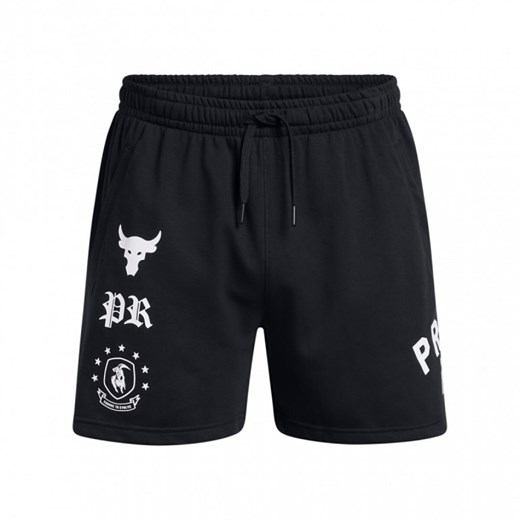 Męskie spodenki treningowe Under Armour Project Rock Terry Flc Short Boh - czarne ze sklepu Sportstylestory.com w kategorii Spodenki męskie - zdjęcie 174942571