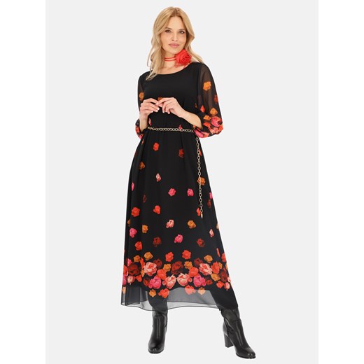 Czarna zwiewna sukienka maxi w kwiaty L'AF Pabla ze sklepu Eye For Fashion w kategorii Sukienki - zdjęcie 174943093