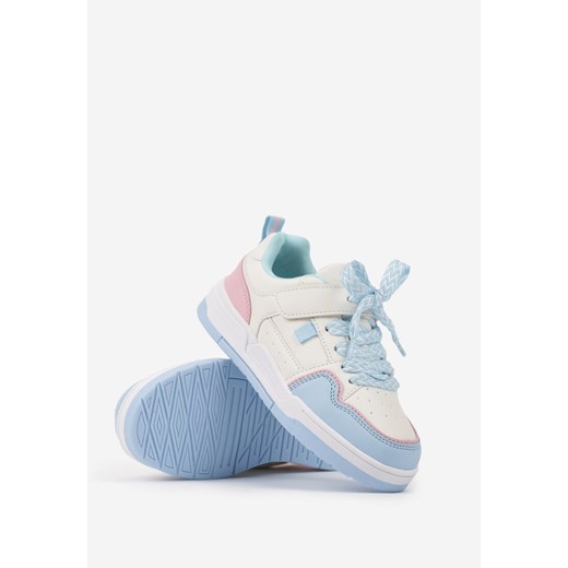 Niebiesko-Różowe Płaskie Buty Sportowe Sneakersy z Perforacją i Sznurowaniem Florenne ze sklepu born2be.pl w kategorii Buty sportowe dziecięce - zdjęcie 174943540