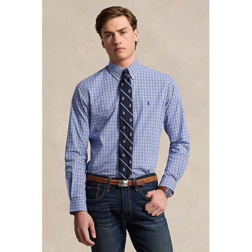 Polo Ralph Lauren koszula bawełniana męska kolor niebieski regular z kołnierzykiem button-down 710953702 ze sklepu ANSWEAR.com w kategorii Koszule męskie - zdjęcie 174943743