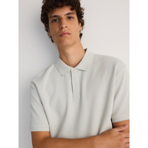 Reserved - Strukturalna koszulka polo boxy - jasnoniebieski ze sklepu Reserved w kategorii T-shirty męskie - zdjęcie 174947043