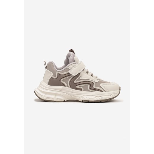 Beżowe Buty Sportowe Sneakersy w Abstrakcyjny Wzór na Grubej Podeszwie Zapinane na Rzep Antonica ze sklepu born2be.pl w kategorii Buty sportowe dziecięce - zdjęcie 174947622