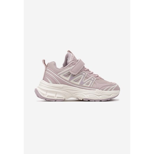Różowe Buty Sportowe Sneakersy na Grubej Tłoczonej Podeszwie z Geometrycznym Wzorem Loremaine ze sklepu born2be.pl w kategorii Buty sportowe dziecięce - zdjęcie 174947643
