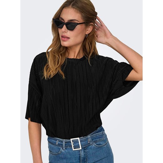 Bluzka damska ONLY z okrągłym dekoltem czarna casualowa z krótkim rękawem 