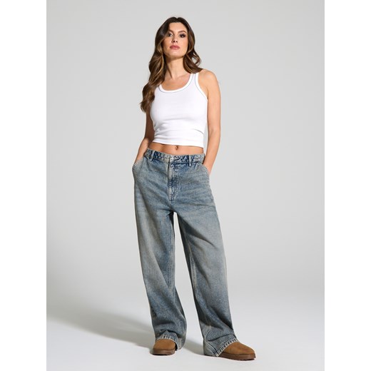 Sinsay - Top z kontrastową lamówką - biały Sinsay XL Sinsay