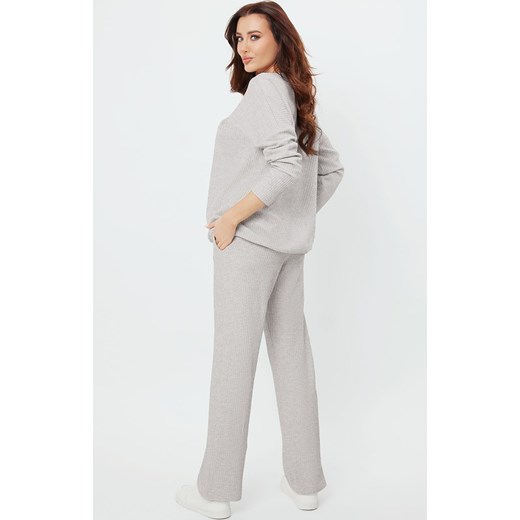 Komplet damski na długi rękaw i długie spodnie jasnoszary Avira, Kolor jasny szary melanż, Rozmiar S, Italian Fashion ze sklepu Intymna w kategorii Piżamy damskie - zdjęcie 174951821