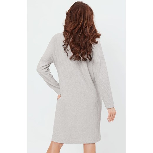 Tunika damska z długi rękaw jasno szara Avira, Kolor jasny szary melanż, Rozmiar S, Italian Fashion ze sklepu Intymna w kategorii Koszule nocne - zdjęcie 174951831