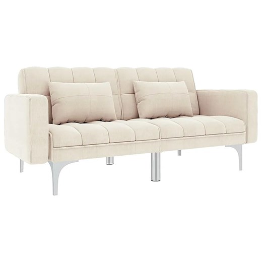 Rozkładana dwuosobowa kremowa sofa - Kvetos 2D ze sklepu Edinos.pl w kategorii Sofy i kanapy - zdjęcie 174953242