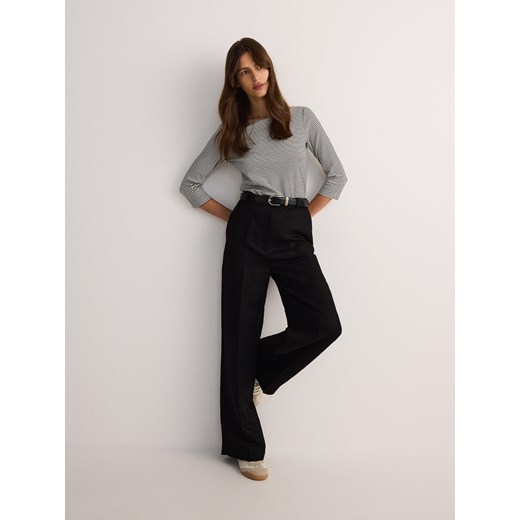 Bluzka damska Reserved casual bawełniana z krótkim rękawem z okrągłym dekoltem 