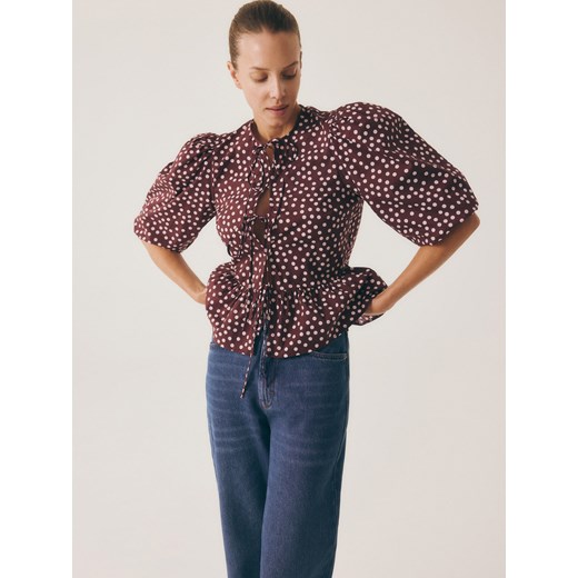 Bluzka damska Reserved bawełniana z dekoltem w serek 