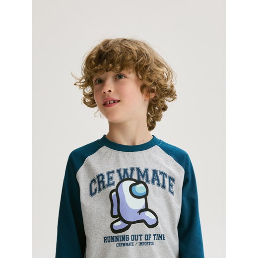 Reserved - Longsleeve oversize Among Us - jasnoszary Reserved 152 (11 lat) Reserved