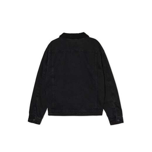 Cropp - Czarna jeansowa kurtka sherpa - czarny Cropp S Cropp