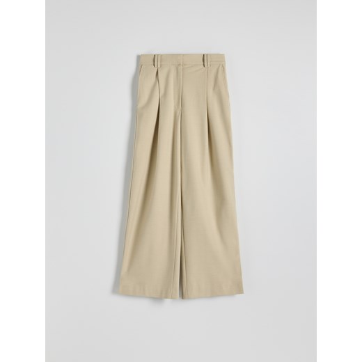 Reserved - Spodnie z domieszką wełny - beżowy Reserved S Reserved