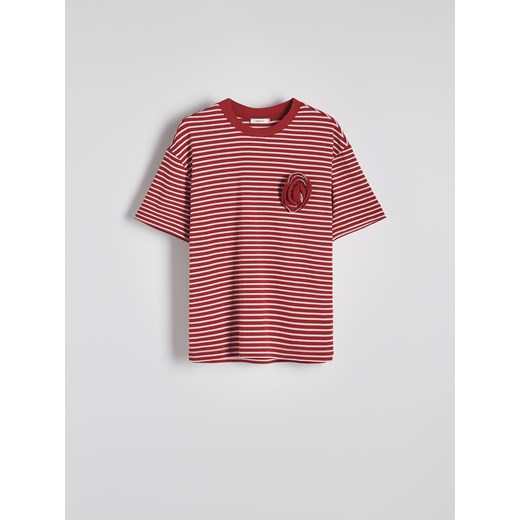 Reserved - T-shirt z naszywaną aplikacją - czerwony Reserved M Reserved