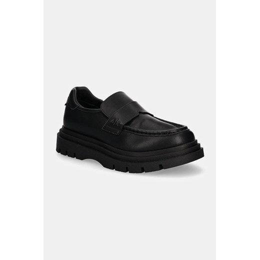 Armani Exchange półbuty męskie kolor czarny XUA004 XV874 00002 ze sklepu ANSWEAR.com w kategorii Mokasyny męskie - zdjęcie 174964350